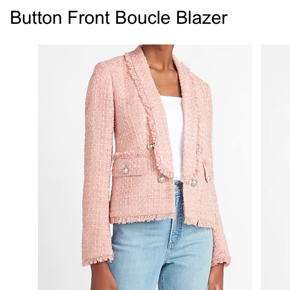 Express Button Front Boucle Blazer